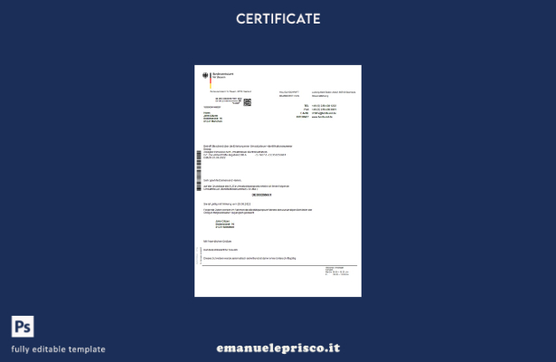 certificato stile verificato Germania Bundeszentralamt für Steuem Modello Word e